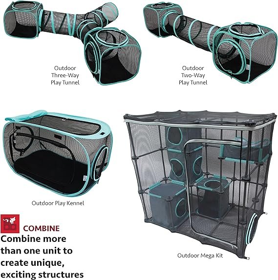 Kitty City Outdoor Catio Mega Kit for Cats, Replacement Parts, and 10' Tunnels